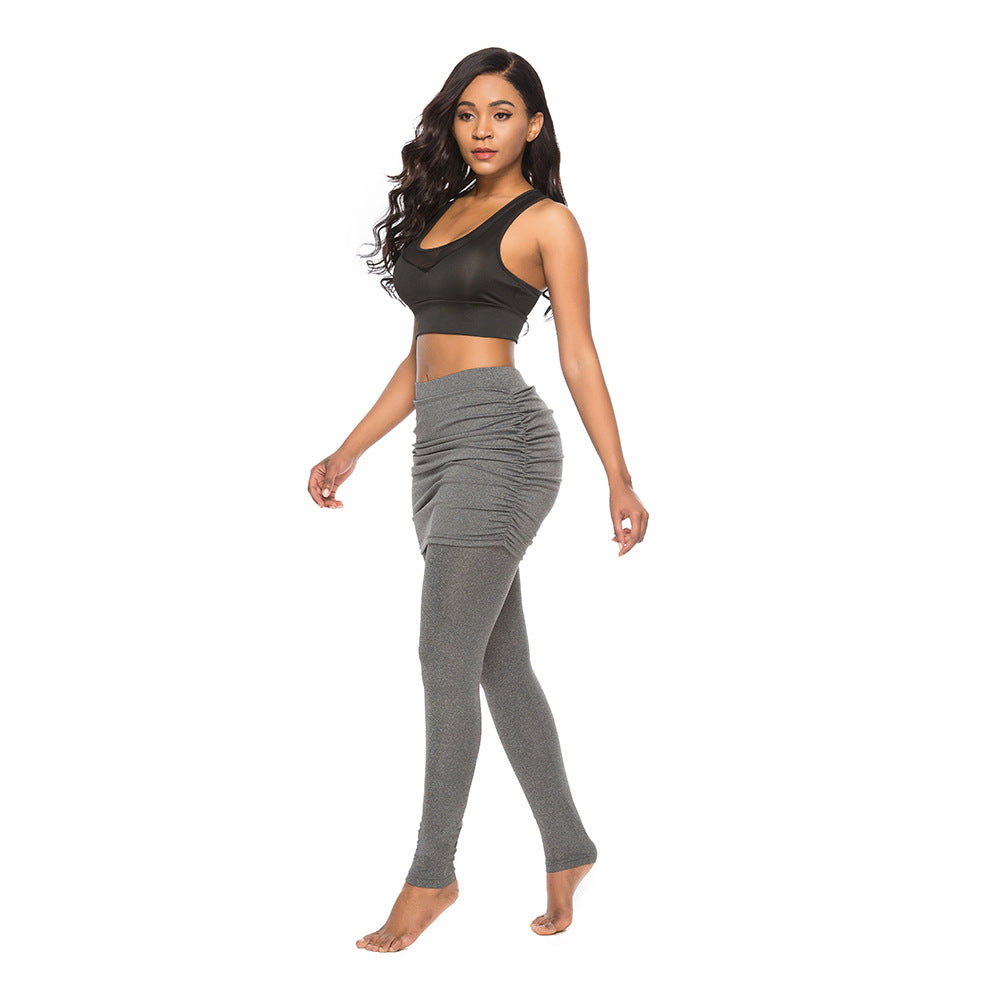 Pack hip side pleated skirt fake two leggings skirt 🇨🇳