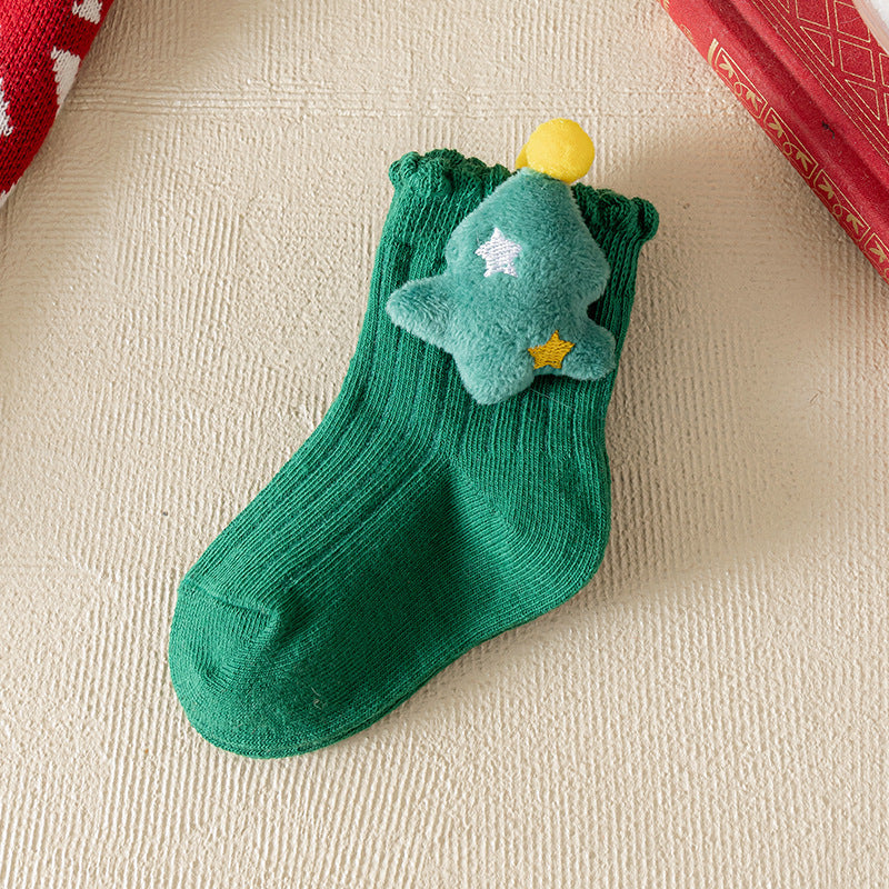 Children's Christmas Red Cartoon Cute Baby New Year Socks 🇨🇳