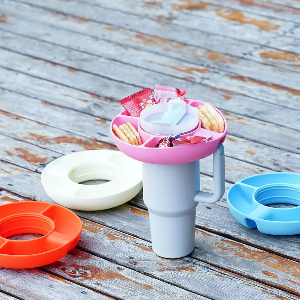 Silicone Snack For Cup 40 Oz Reusable Snack Container 4 Compartment Snack Platters Cup Snack Bowl Cup Holder Food Tray 🇨🇳