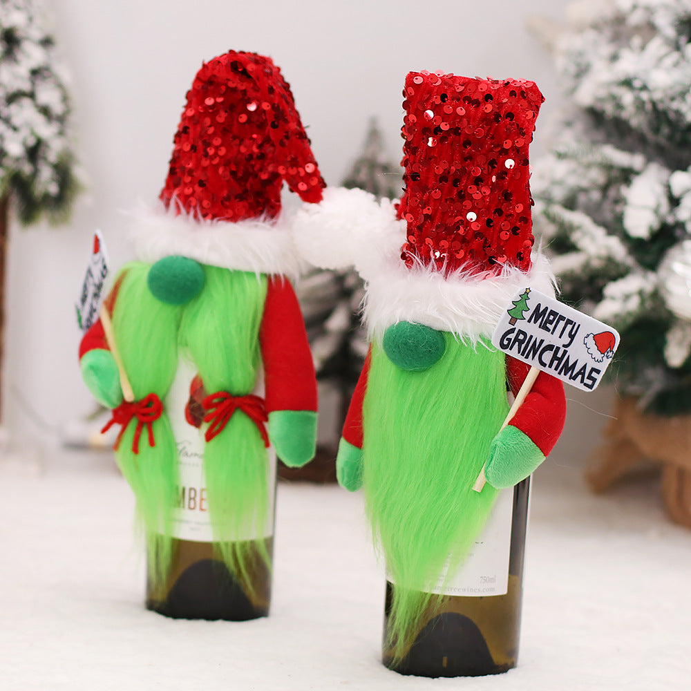 Christmas Couple Grinch Decoration Wine Bottle Set 🇨🇳