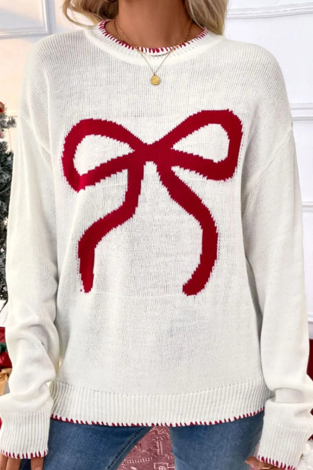 Sweet and versatile loose long sleeved round neck Christmas sweater 🇨🇳