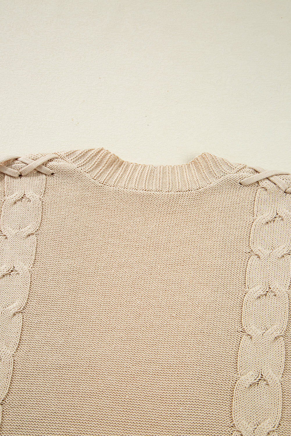 Parchment Cable Knit Braided Tie Sleeve Plus Size Open Cardigan 🇺🇲
