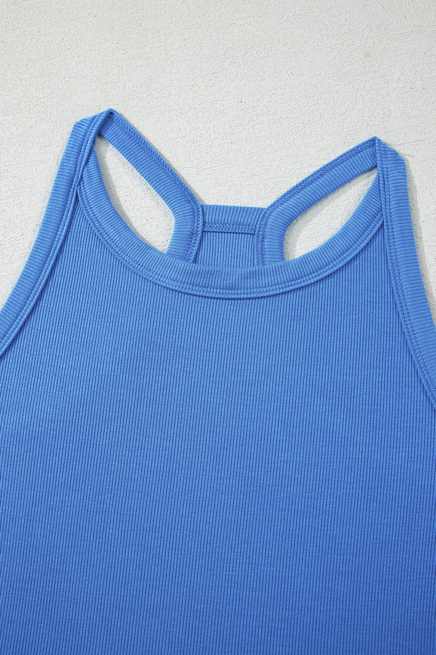 Sky Blue Slim Ribbed Tank Top and Sweatpants Set 🇺🇸