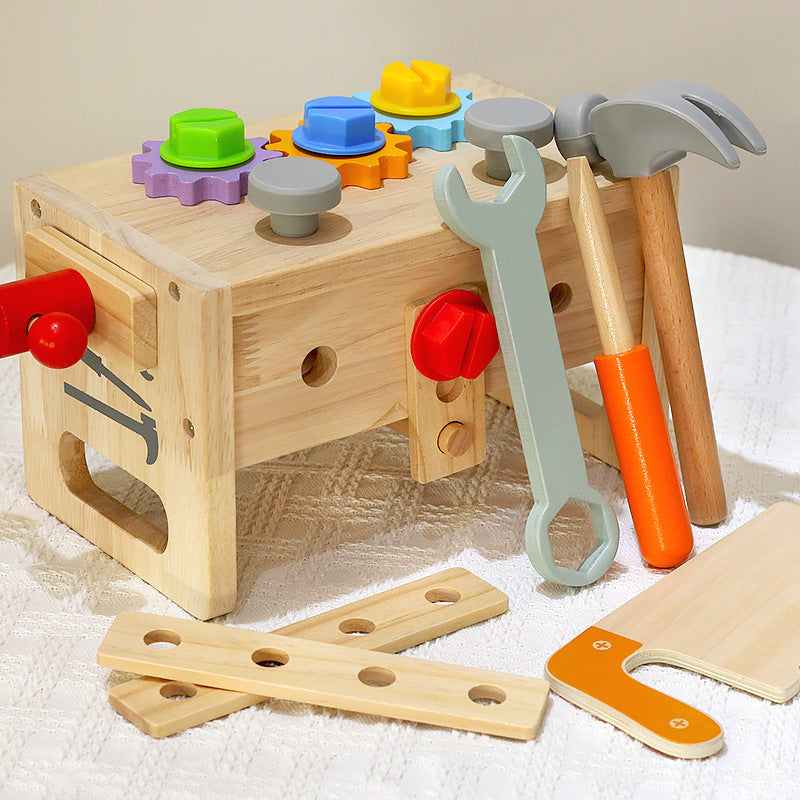 Children's wooden hand-held toolbox, screw and nut disassembly tool, desk tool, puzzle toy 🇨🇳
