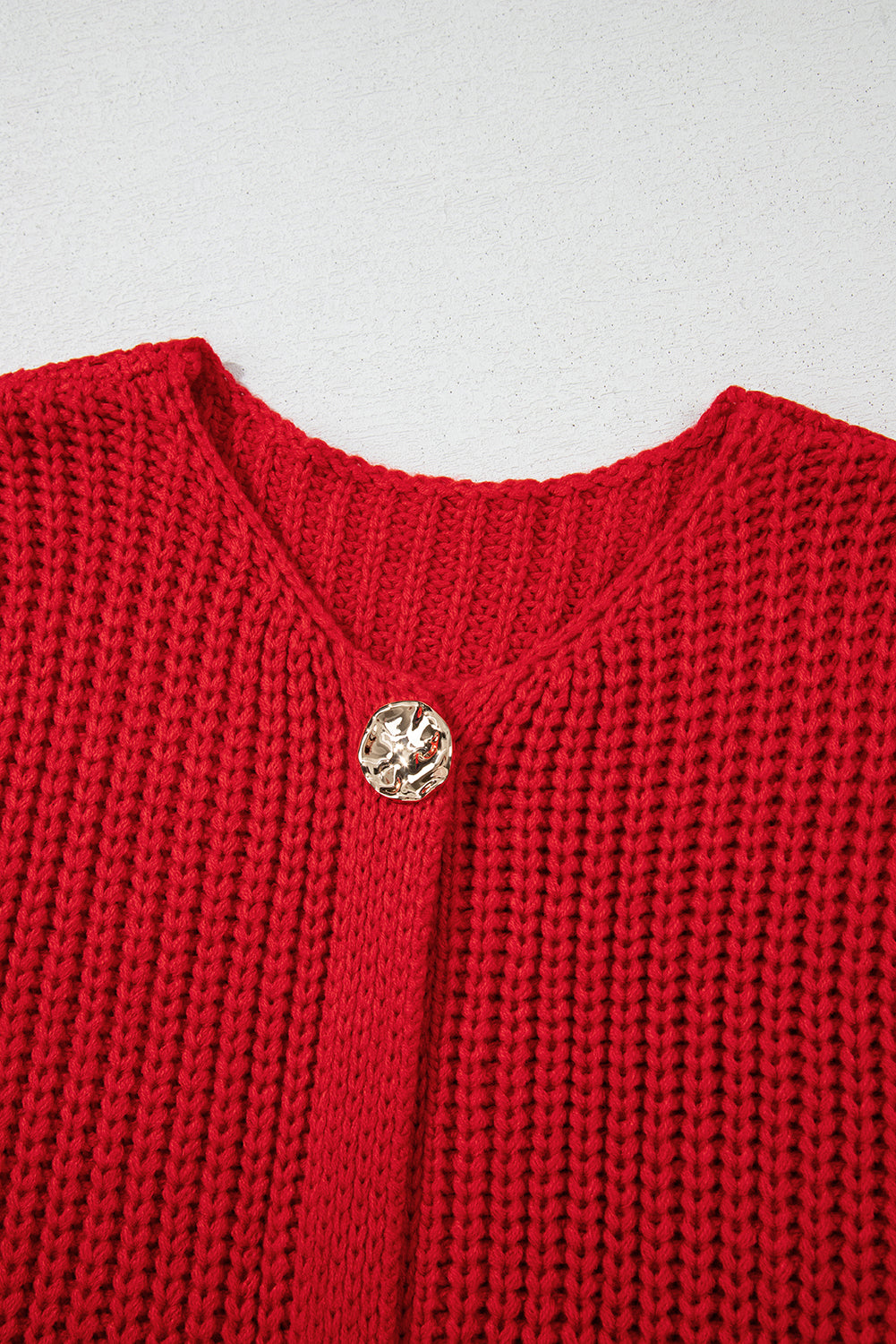 Fiery Red Solid Textured Knit Side Pockets Buttoned Sweater Vest 🇺🇸