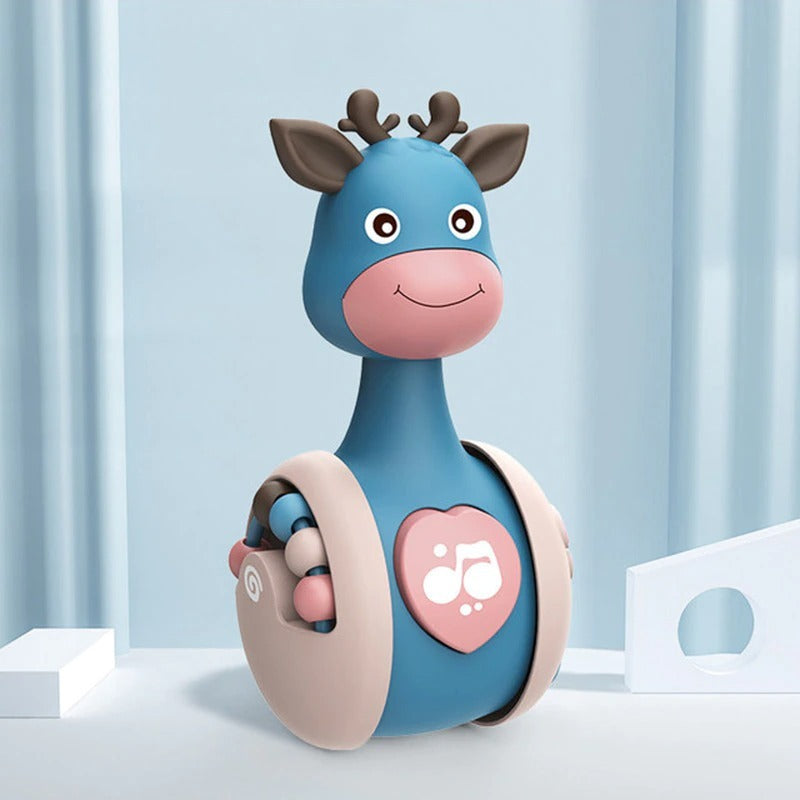 Sliding Deer Baby Tumbler Rattle 3 In 1 Sliding Tumbler Toy Baby Rattle Montessori Bath Toy For W Built-in Ring Bear Roly-Poly Early Learning Christmas Tumbler 🇨🇳