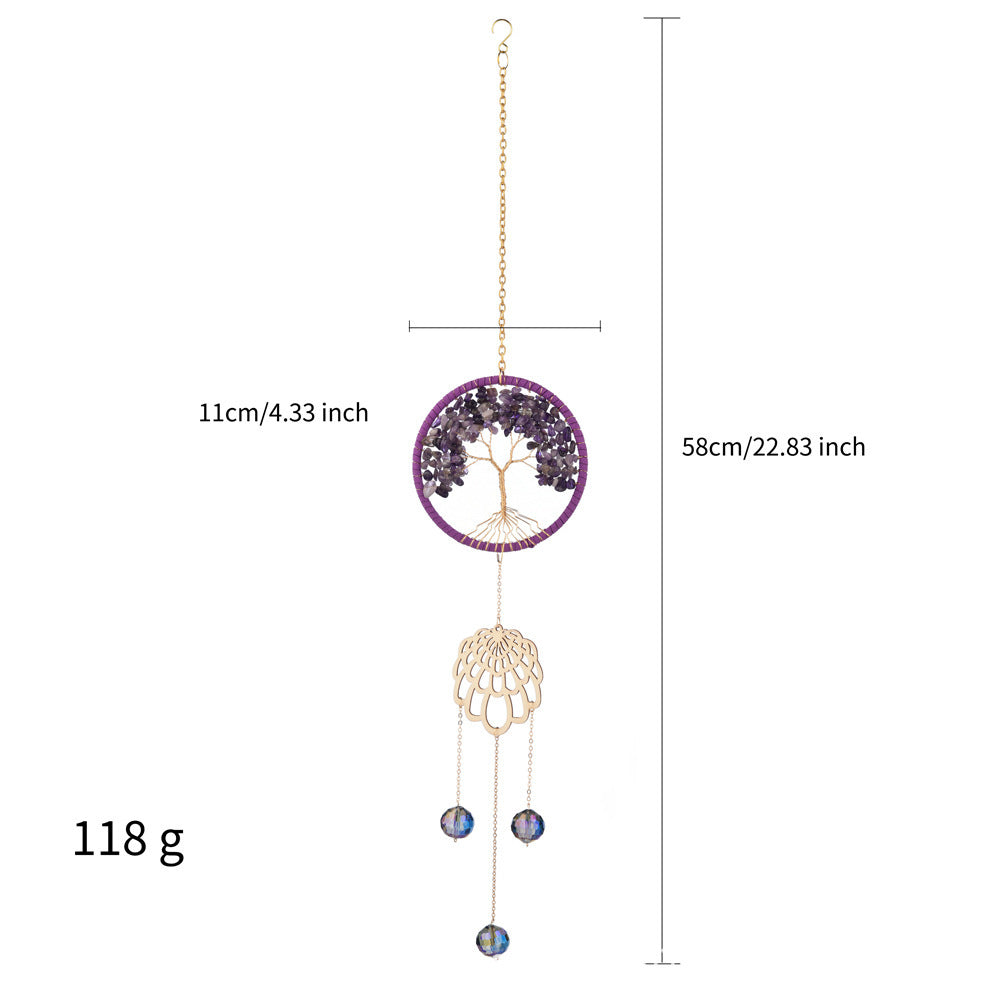 Four Colors Natural Crystal Lucky Tree Sun Catcher Crystal Wind Chimes 🇨🇳