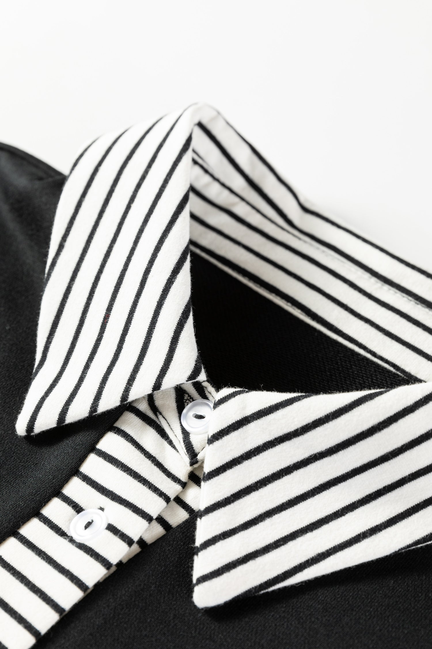 Black Plus Size Striped Cuffs Polo Collar Patchwork Long Sleeve Ruffle Hem Dress 🇺🇸