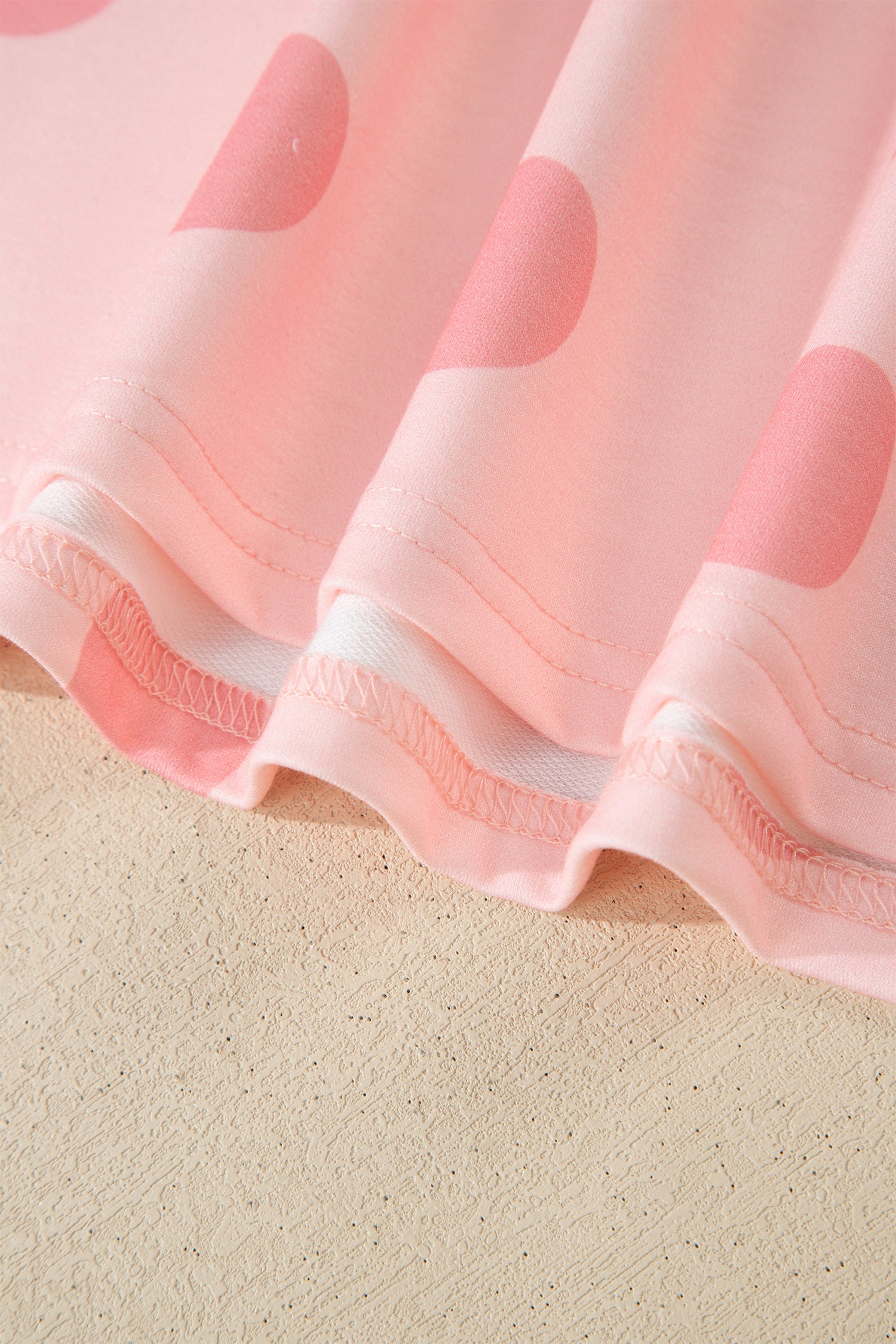 Pink Polka Dot Print Loose Tee Drawstring Elastic Waist Short Set 🇺🇸