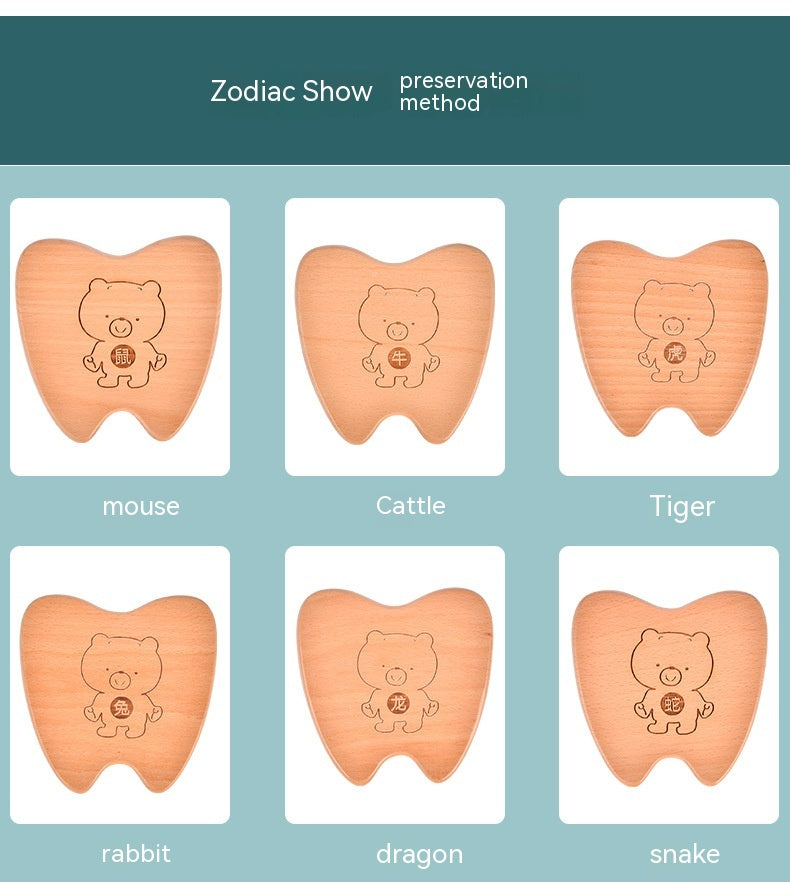 Wooden Baby Souvenir Cartoon tooth holder 🇨🇳