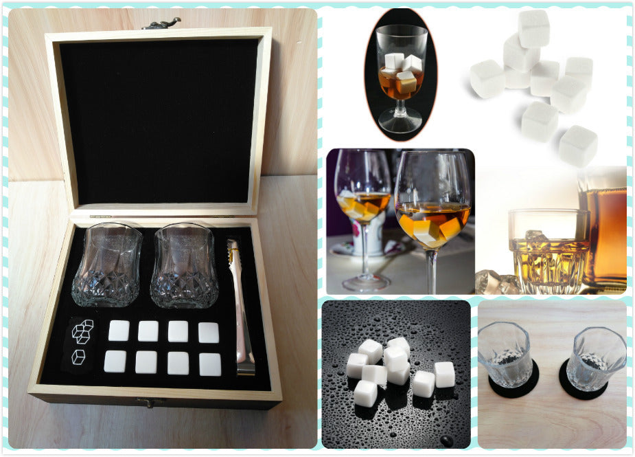 Whisky Stone Whisky Stones Glass Wooden Gift Box 🇨🇳