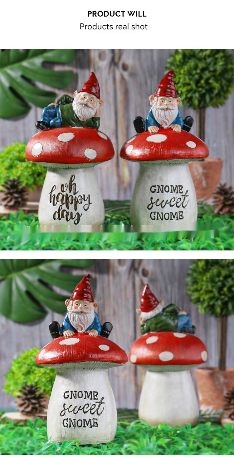 Garden Sitting Mushroom Decoration Garden Courtyard Elf Sculpture Landscape Decorations 🇨🇳