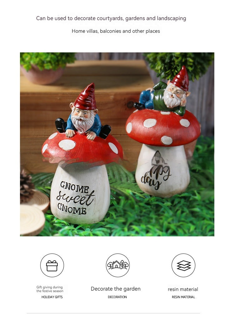 Garden Sitting Mushroom Decoration Garden Courtyard Elf Sculpture Landscape Decorations 🇨🇳