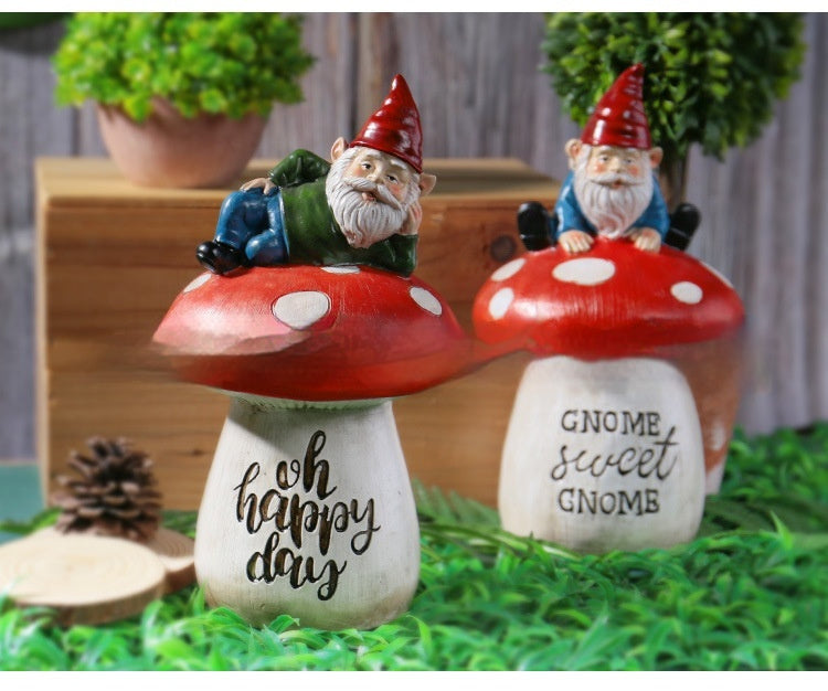 Garden Sitting Mushroom Decoration Garden Courtyard Elf Sculpture Landscape Decorations 🇨🇳