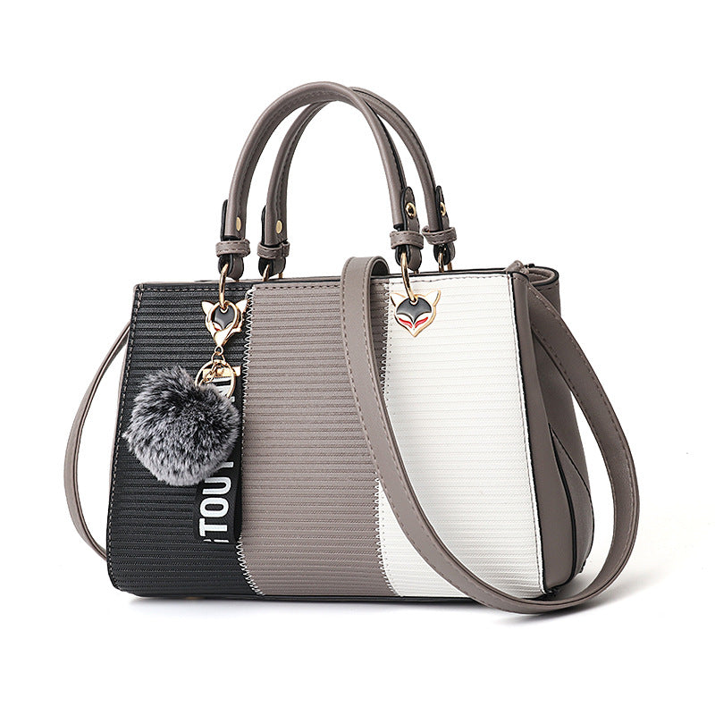 Women Hairball Ornaments Totes Patchwork Handbag Party Purse Ladies Messenger Crossbody Shoulder Bags Women Handbags 🇨🇳
