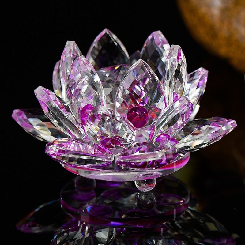 80mm Quartz Crystal Lotus Flower Crafts Glass Paperweight Fengshui Ornaments Figurines Home Wedding Party Decor Gifts Souvenir 🇨🇳