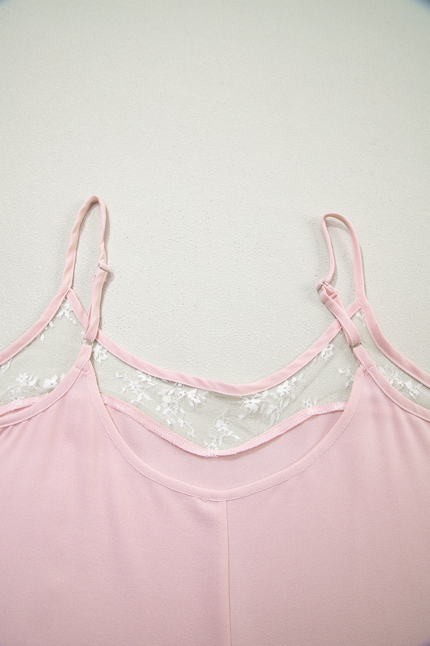 Light Pink Sheer Lace Patchwork Camisole Nightgown Dress 🇺🇸