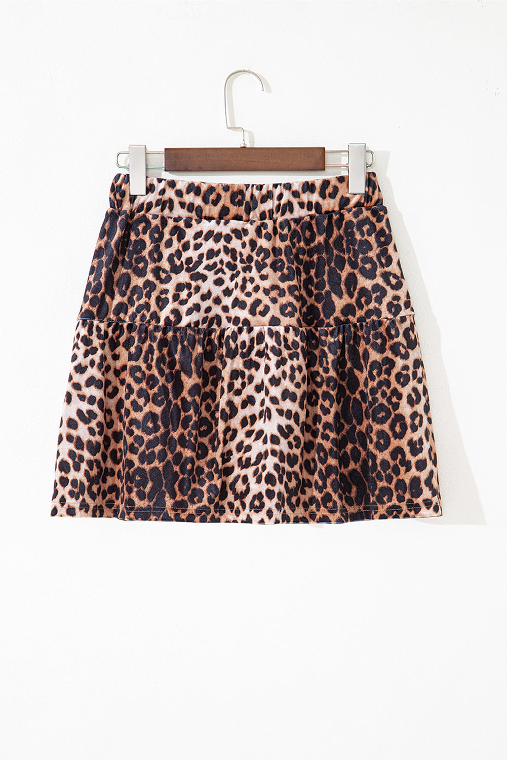 Brown Leopard Tiered Patchwork Hot Mini Skirt 🇺🇸