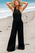 Black Cinched Waist Sleeveless Wide Leg Jumpsuit 🇺🇸