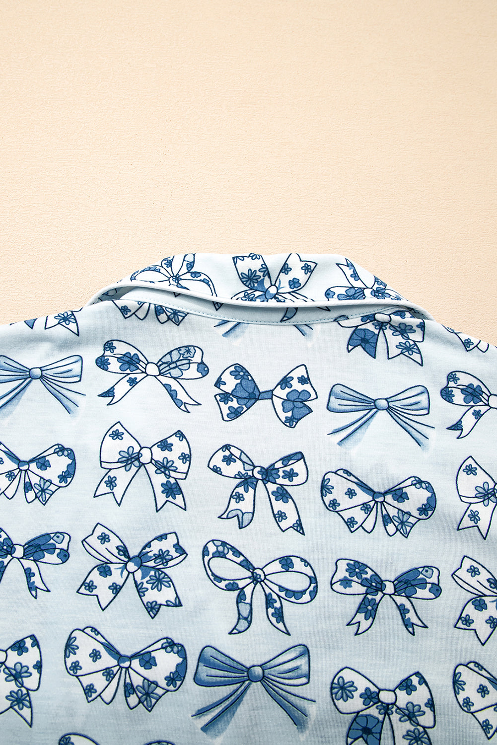 Sky Blue Bow Print Short Pajama Set 🇺🇸
