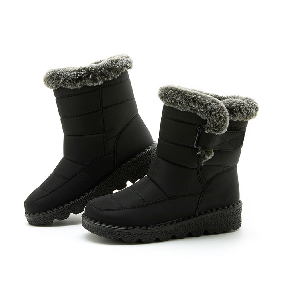 Winter Snow Boot Hook And Loop Fastener Waterproof Low Heels Platform Ankle Boots 🇨🇳