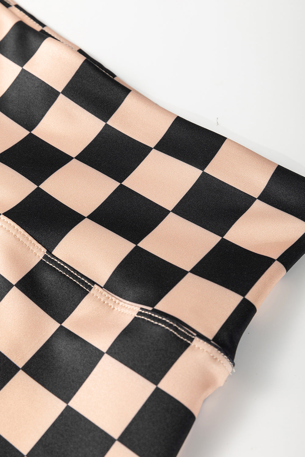 Khaki Checkered Pattern High Waist Skinny Leggings 🇺🇸
