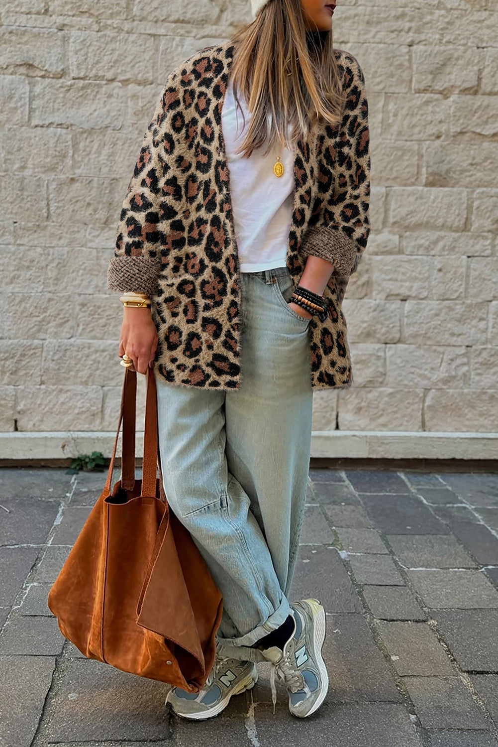 Brown Leopard Open Casual Cardigan 🇺🇸