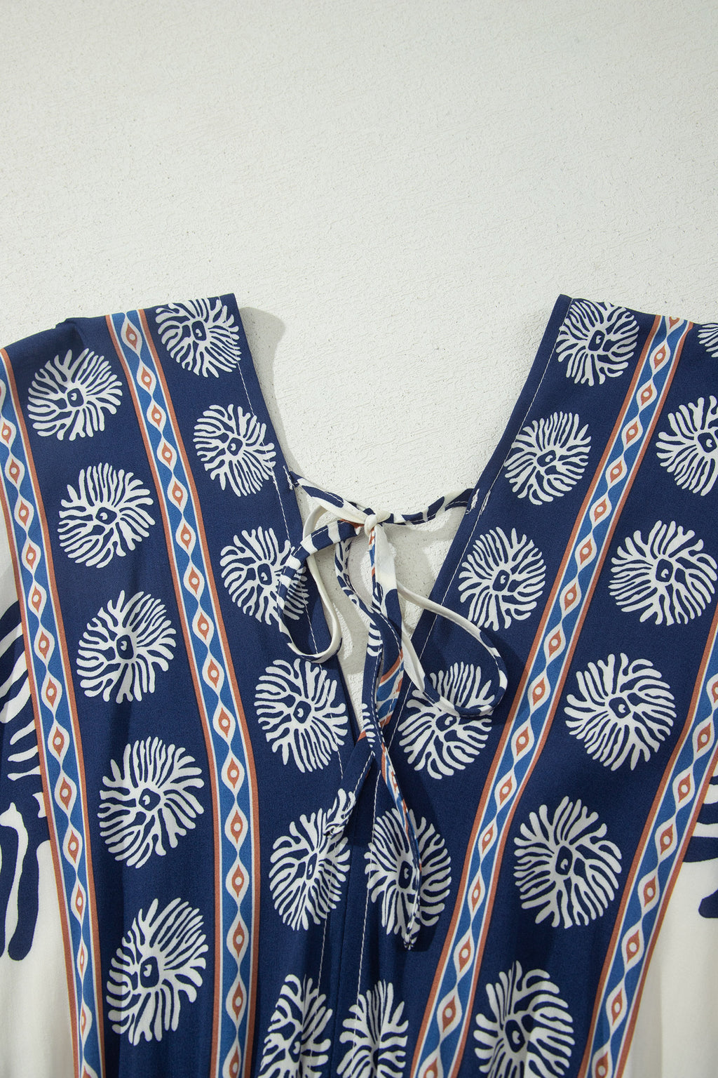Blue Boho Floral Print Contrast Patchwork V Neck Dolman Maxi Dress 🇺🇸