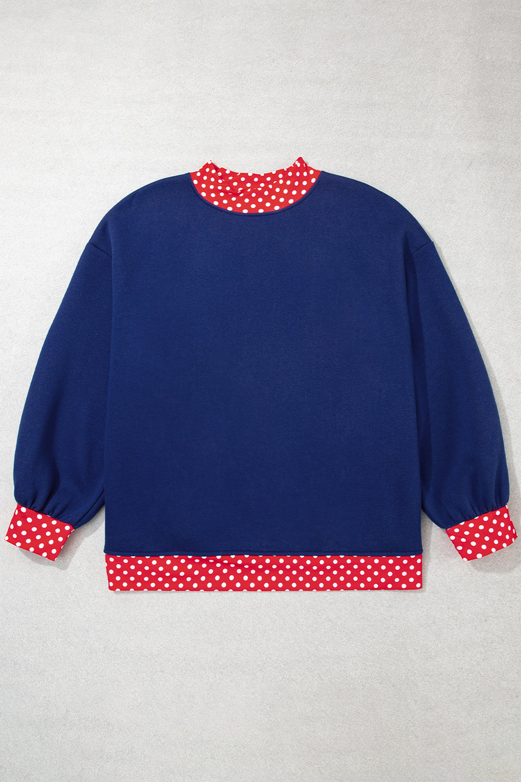 Red Polka Dot Patchwork Round Neck Plus Size Sweatshirt 🇺🇸