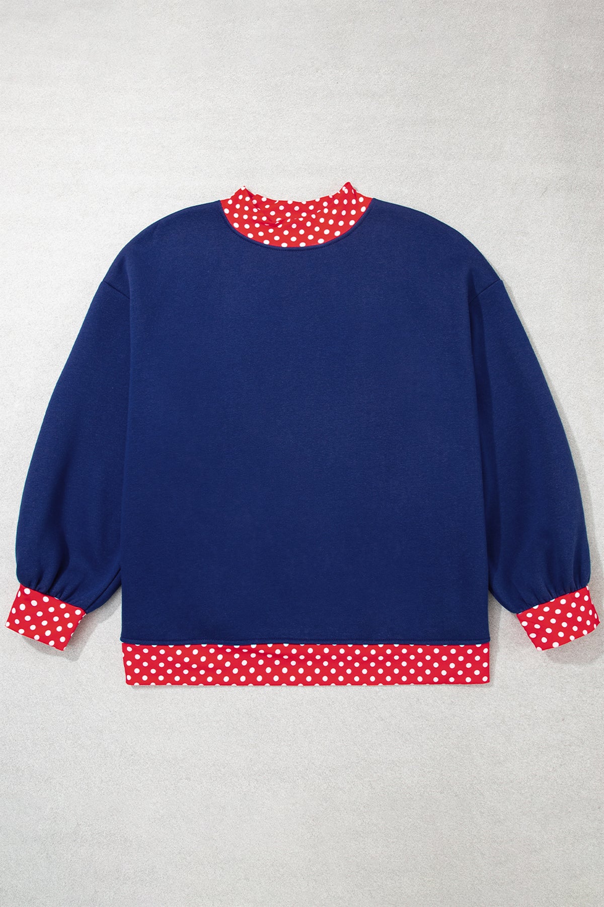 Red Polka Dot Patchwork Round Neck Plus Size Sweatshirt 🇺🇸