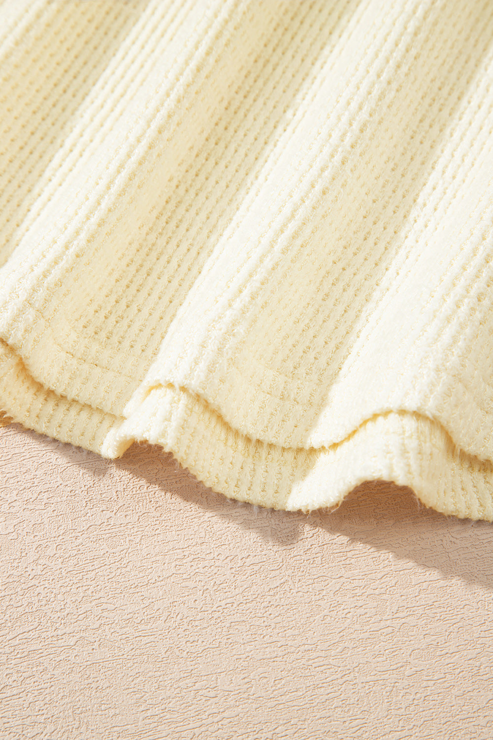 Oatmeal Textured Knit Half Buttons Henley Top 🇺🇸