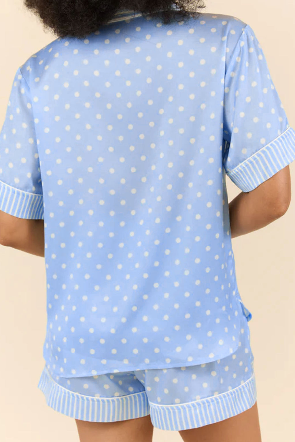 Sky Blue Dotted Print Soft Short Pajama Set 🇺🇸