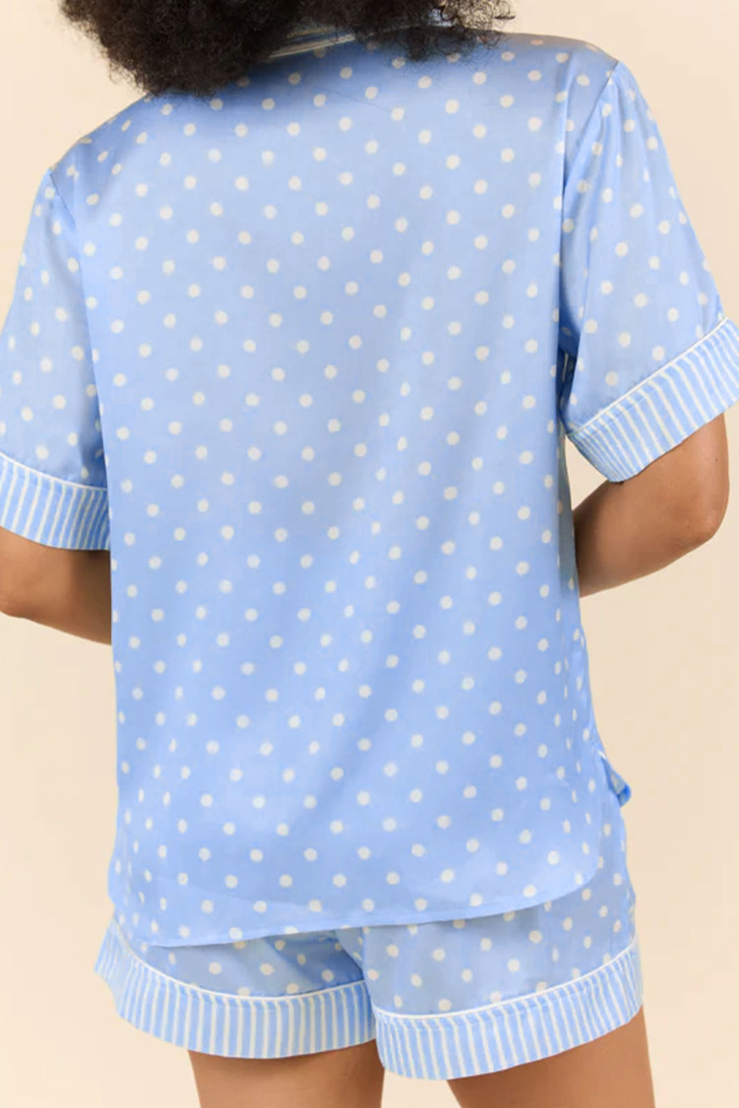 Sky Blue Dotted Print Soft Short Pajama Set 🇺🇸