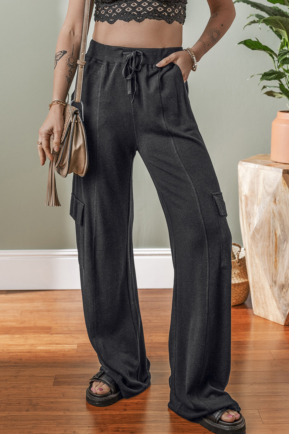 Carbon Grey Cargo Pockets Drawstring Sweatpants 🇺🇸