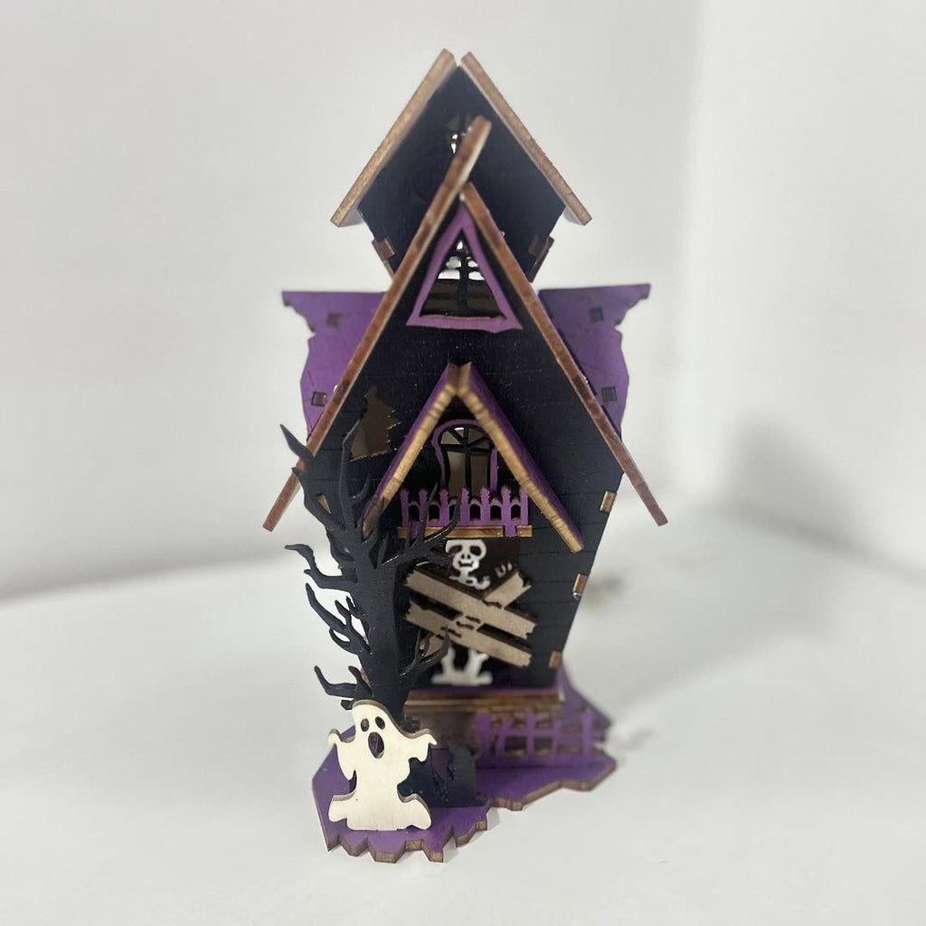 Halloween DIY Wooden Glowing Haunted House Table Decoration 🇨🇳