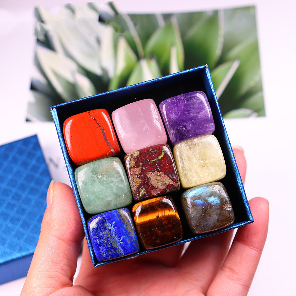 Natural Crystal Block Gravel Energy Gem Chakra Crystal 9 Gift Box 🇨🇳