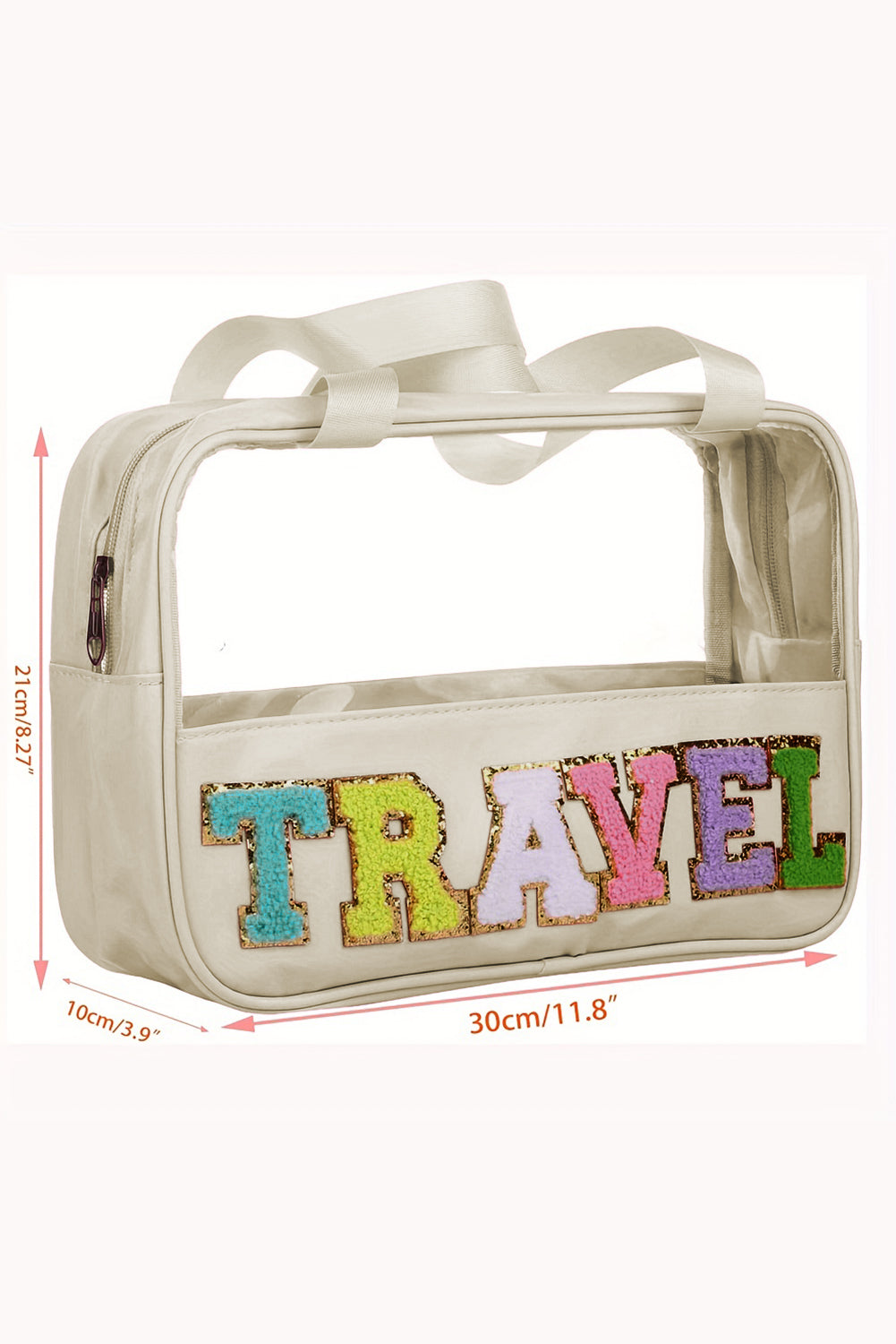 Parchment TRAVEL Chenille Letter Clear PVC Makeup Bag 🇺🇲