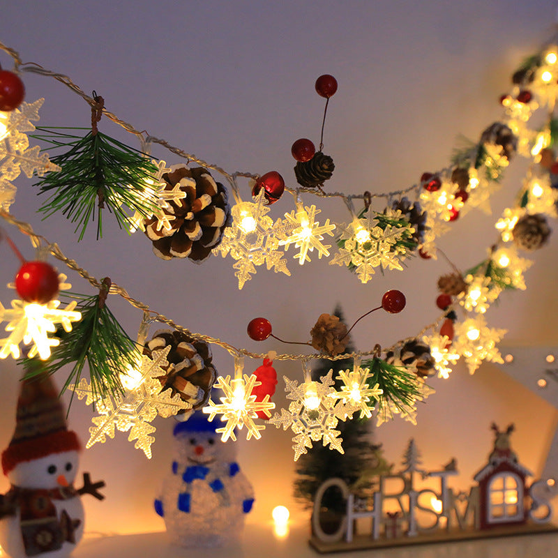 Snowflake Pinecone Christmas Wreath Light String Bell Pine Needle Red Berry Doll Staircase Decorative 🇨🇳