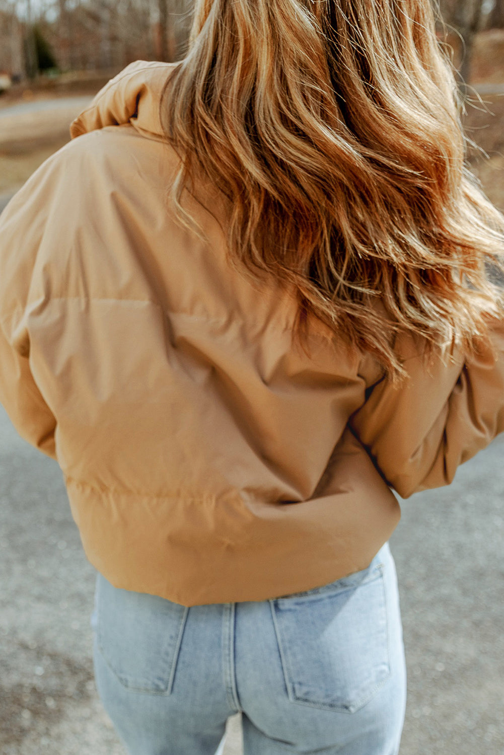 Brown Zip Up Pocketed Puffer Jacket 🇺🇲