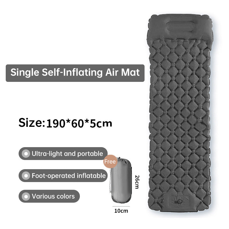 Outdoor double inflatable sleeping pad – with built-in pillow & pump, for camping, backpacking, hiking 🇨🇳