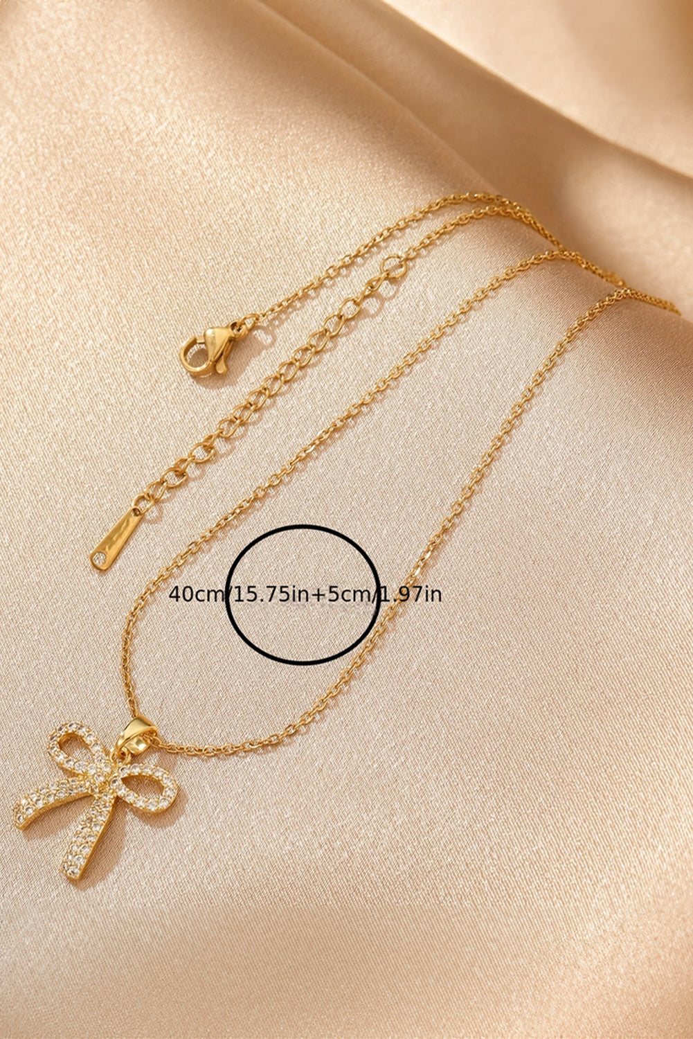 Gold Plated Rhinestone Bowknot Pendant Necklace 🇺🇸