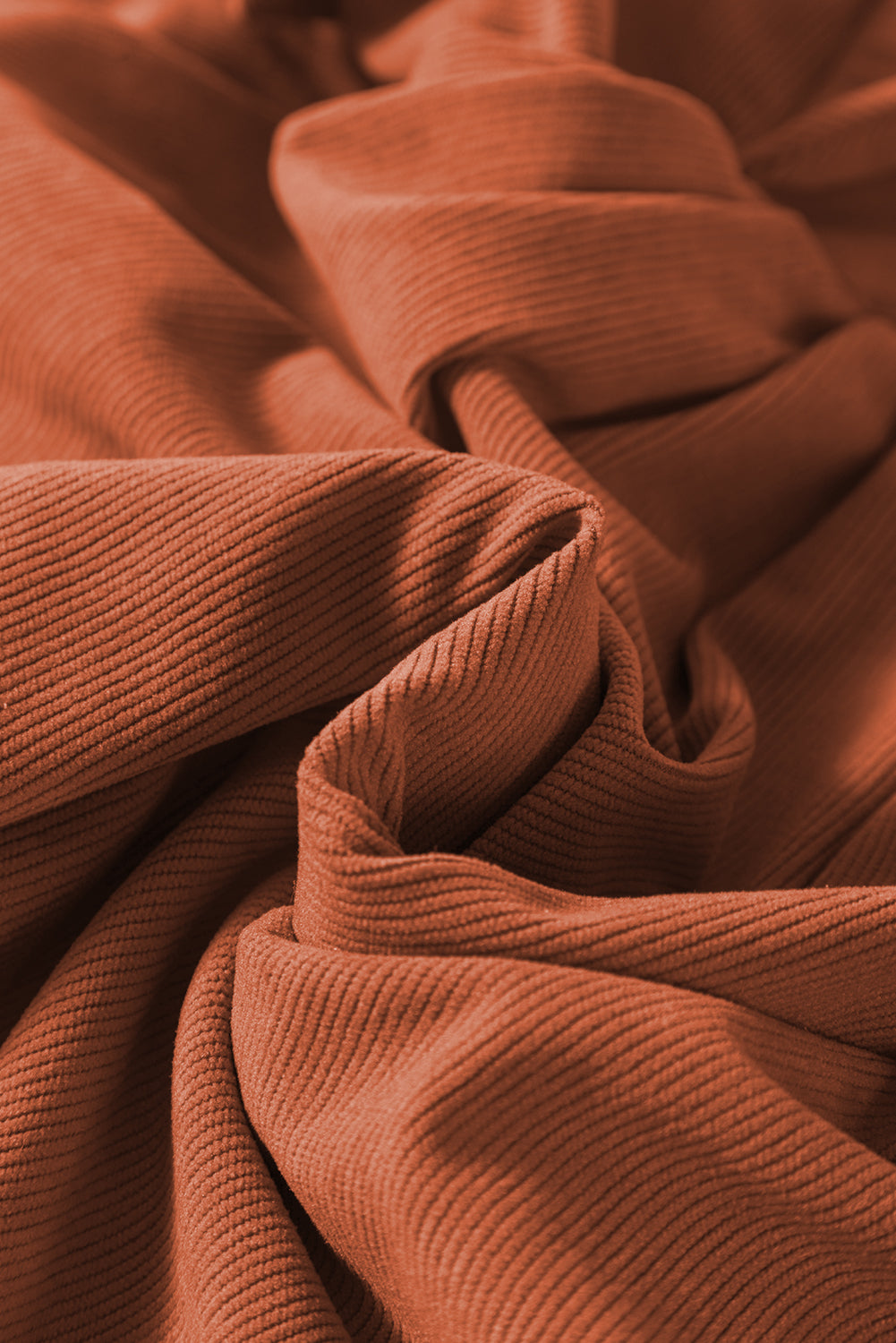 Cinnamon Bracelet Sleeve Split Neck Scallop Detail Pleated Corduroy Mini Dress 🇺🇲