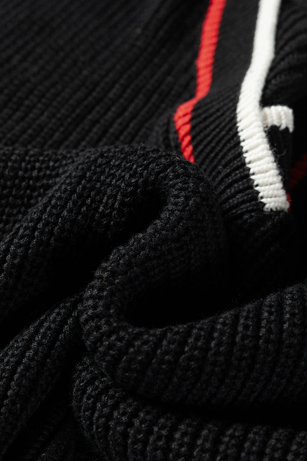 Black Contrast Striped Trim V Neck Drop Shoulder Sweater 🇺🇸