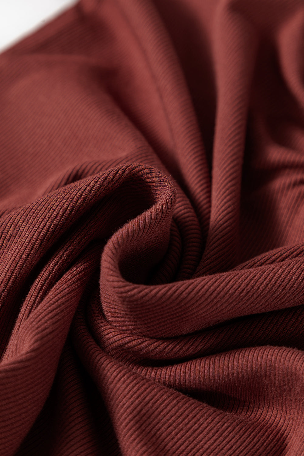 Burgundy Gathered Bust Square Neck Ribbed Fit Long Sleeve Top 🇺🇸