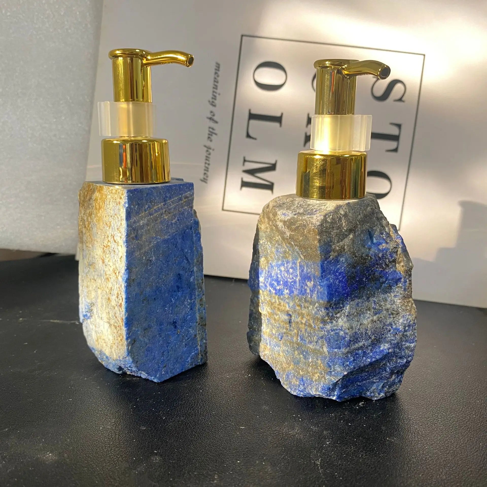 1 PCS Natural Pink Crystal Stone Press Bottle Dispenser 30ml Liquid 🇨🇳