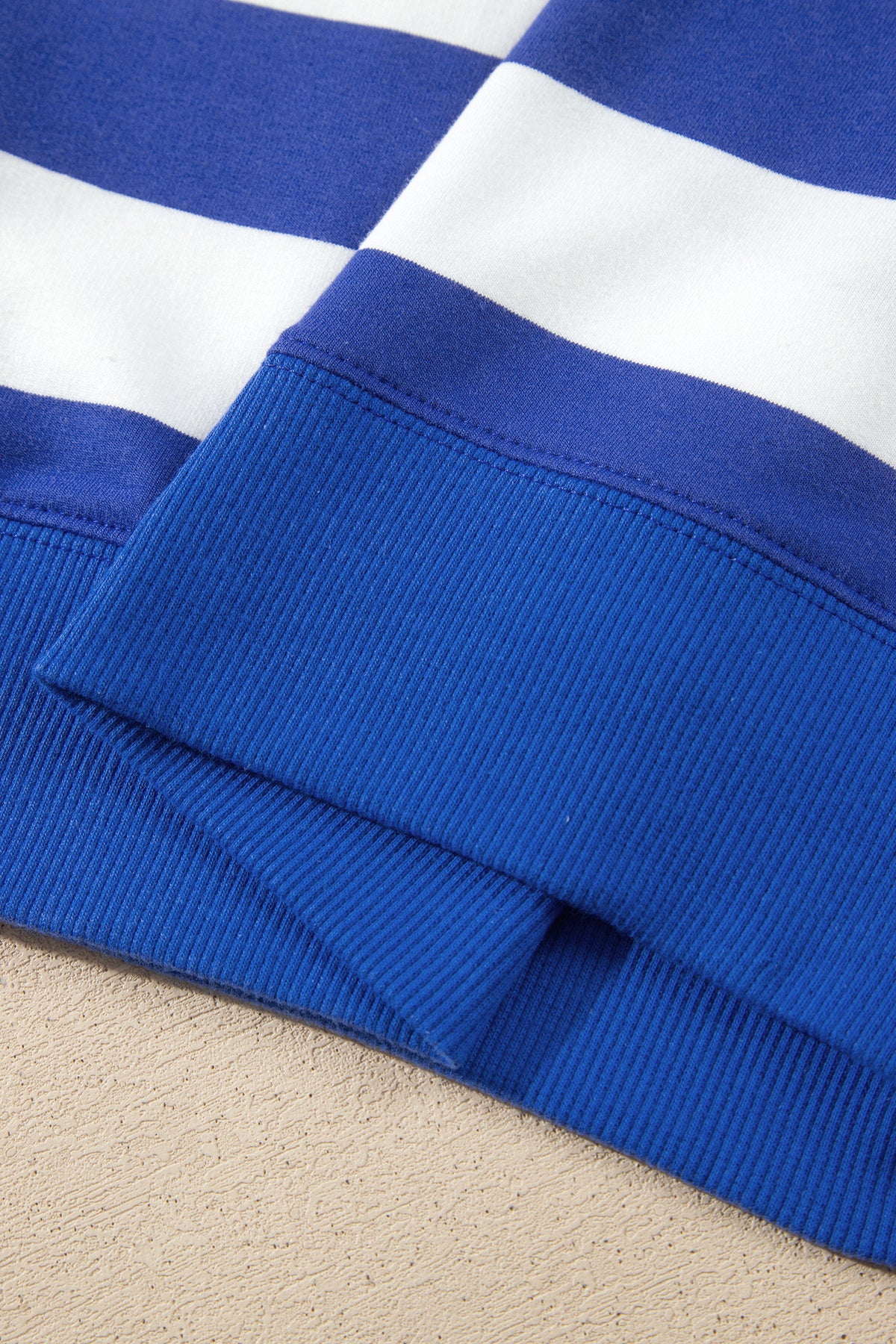 Blue Stripe Colorblock Mock Neck Relaxed Sweatshirt 🇺🇸