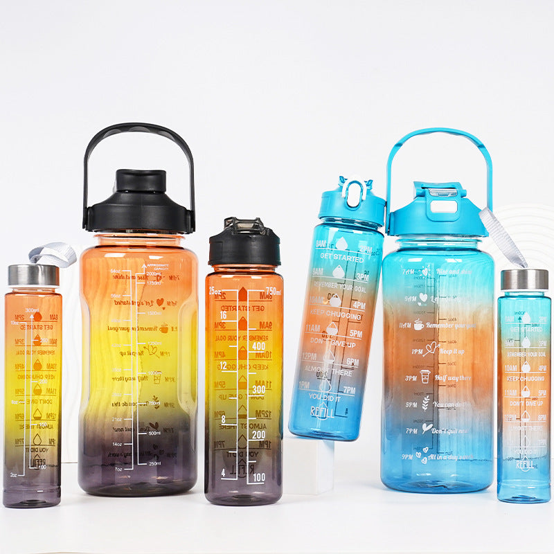 3-in-1 Plastic Straw Double Drink Translucent Outdoor Sports Bottle 🇨🇳