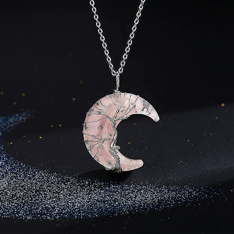 Winding Stone Lucky Tree Metal Copper Wire Crystal Necklace 🇨🇳