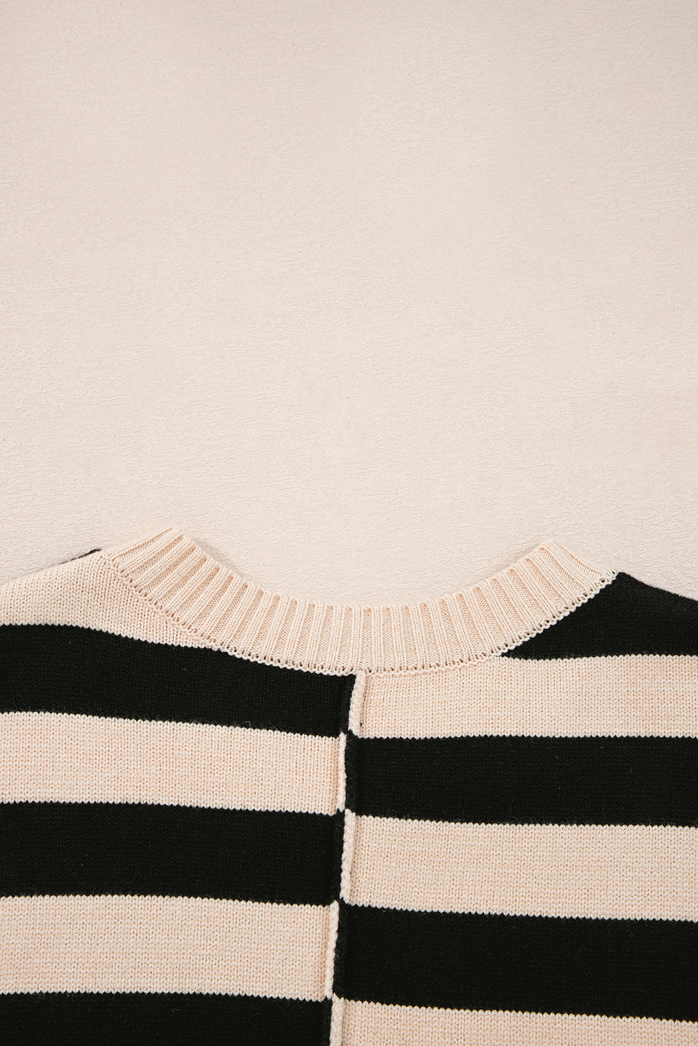 Black Stripe Two in One Knitted Top High Waist Splicing Hem Sweater Dress 🇺🇲