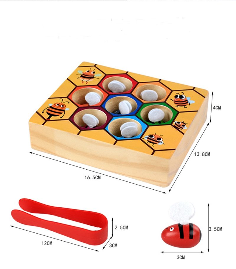 Montessori Educational Industrious Little Bees Kids Wooden Toys for Children Interactive Beehive Game Board Funny Toy Gift 🇨🇳